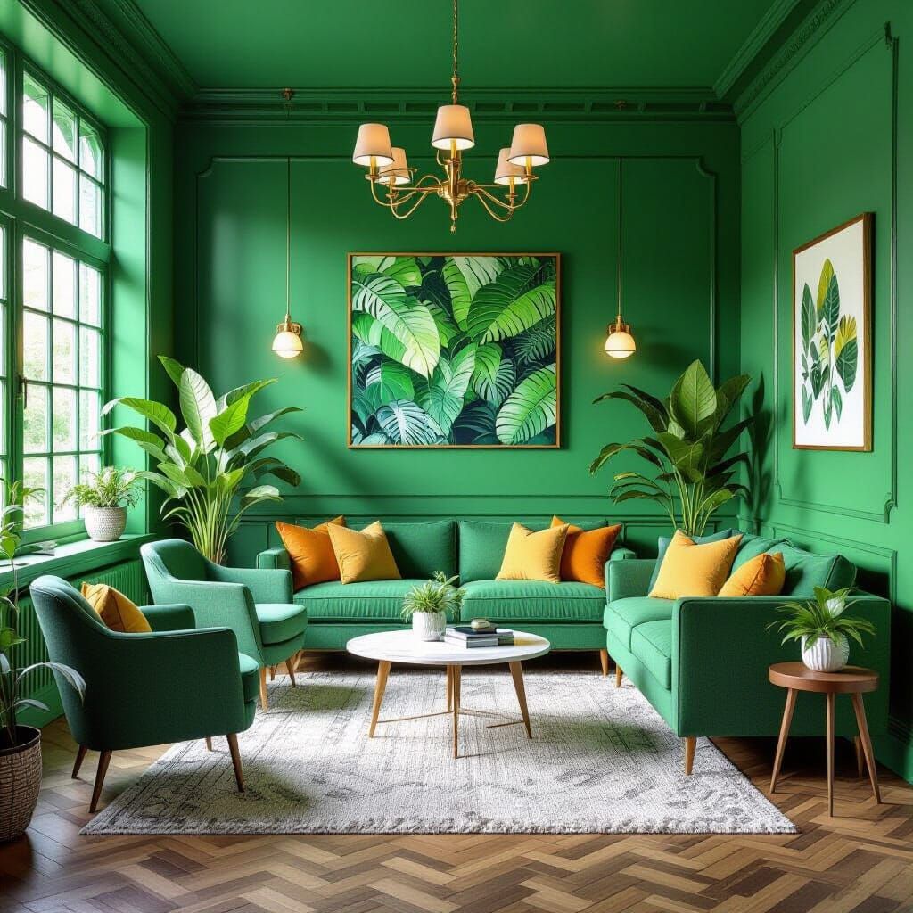 Intricate Green Room Design