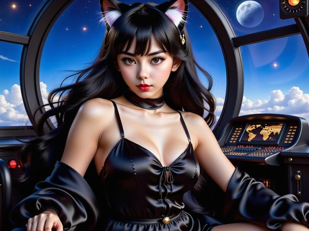 Futuristic Catgirl Commander in 16k Lifelike Style