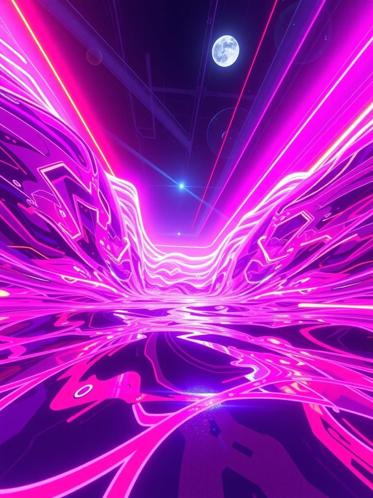 Synthwave Neon Love Wave in Retrofuturist Style