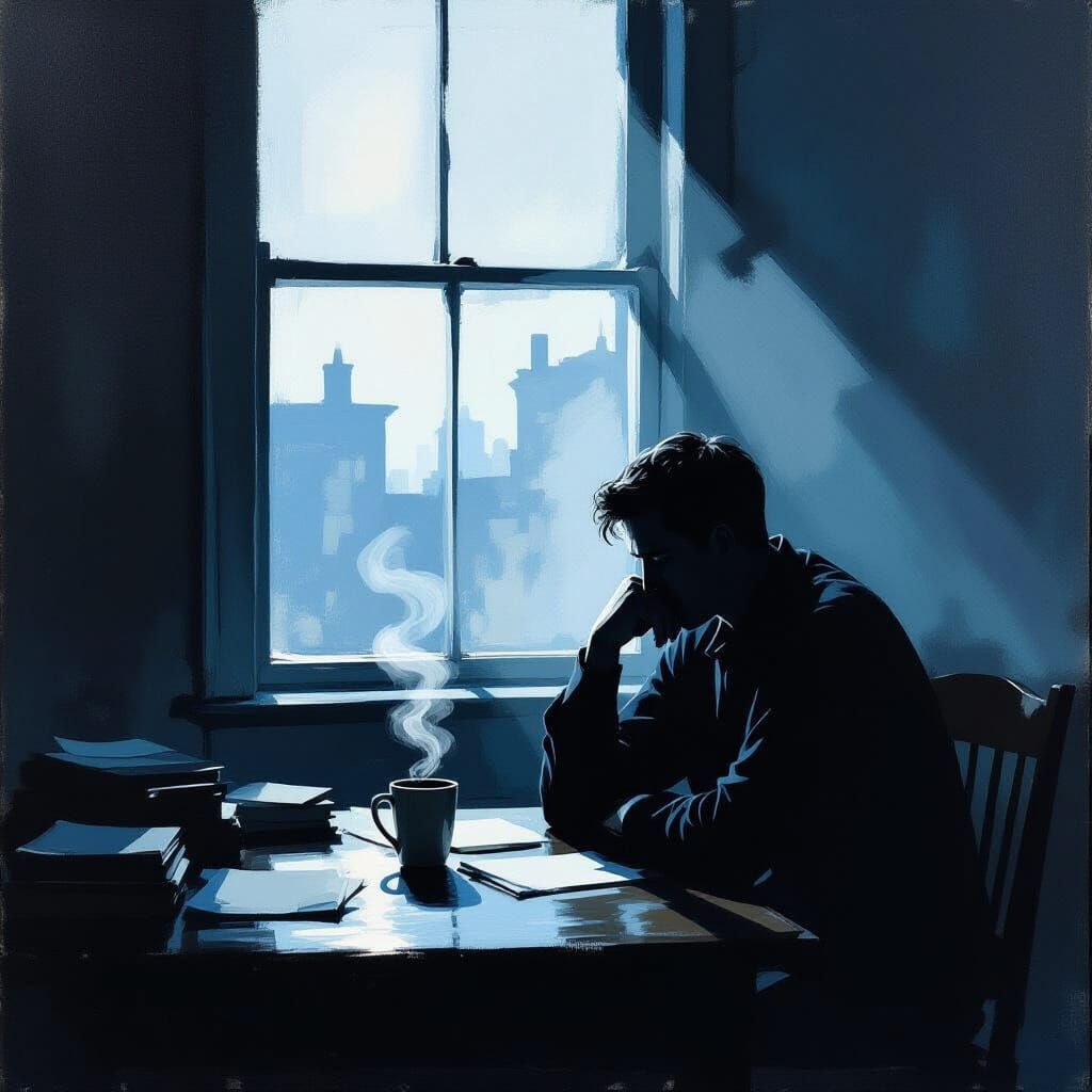 Melancholic Morning Light on Solitary Figure