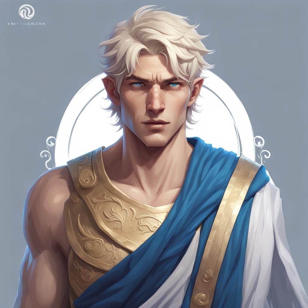 Young Water God Portrait in Hyperdetailed Digital Art