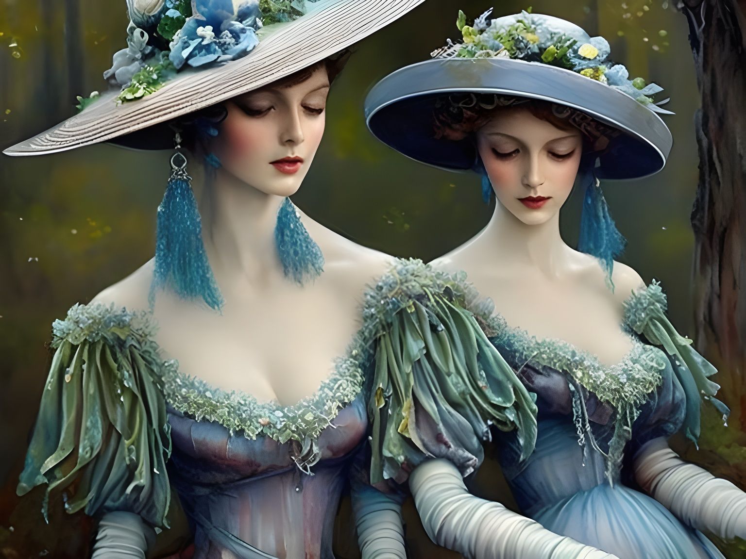 Surreal Hat on Mannequin in Dreamlike Forest