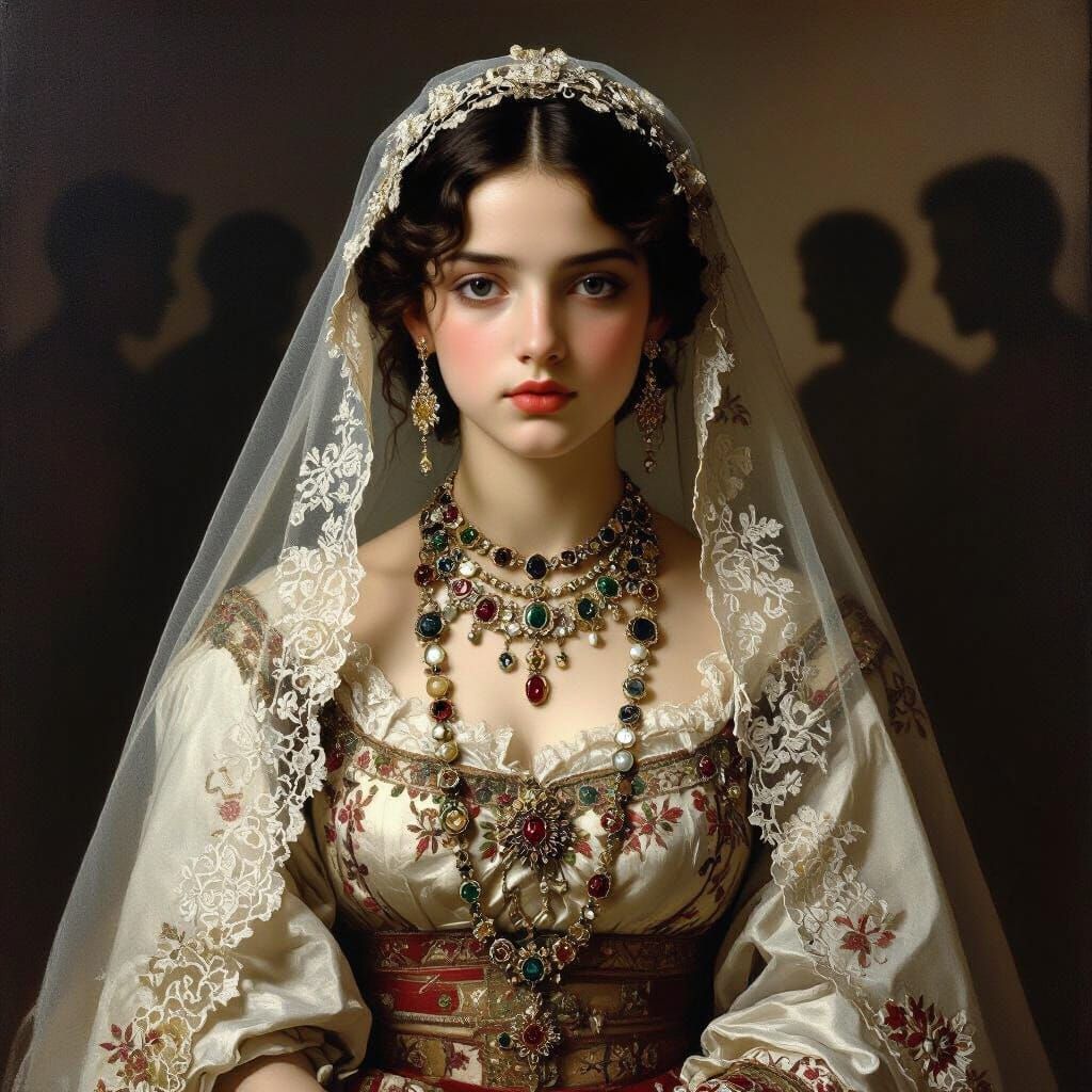 Sporus in Bridal Veil: A Chiaroscuro Portrait