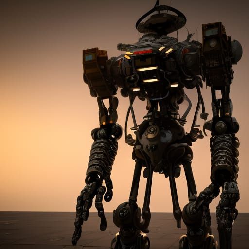 Futuristic Robot Demon with Intricate Mech Details