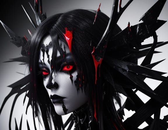 Surreal Demon Doll in Void with Crimson Light