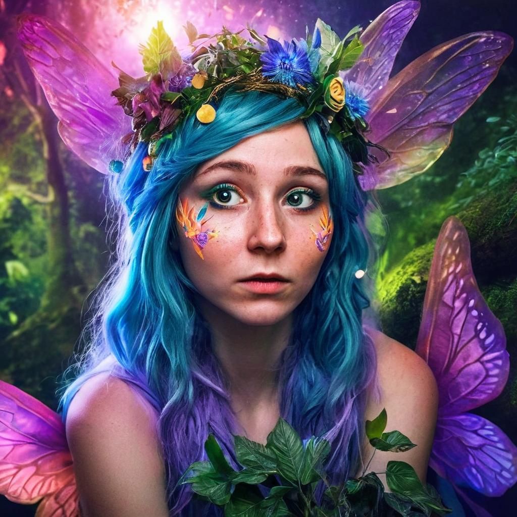 Realistic Fairy Portrait in Dreamy Mystical Forest