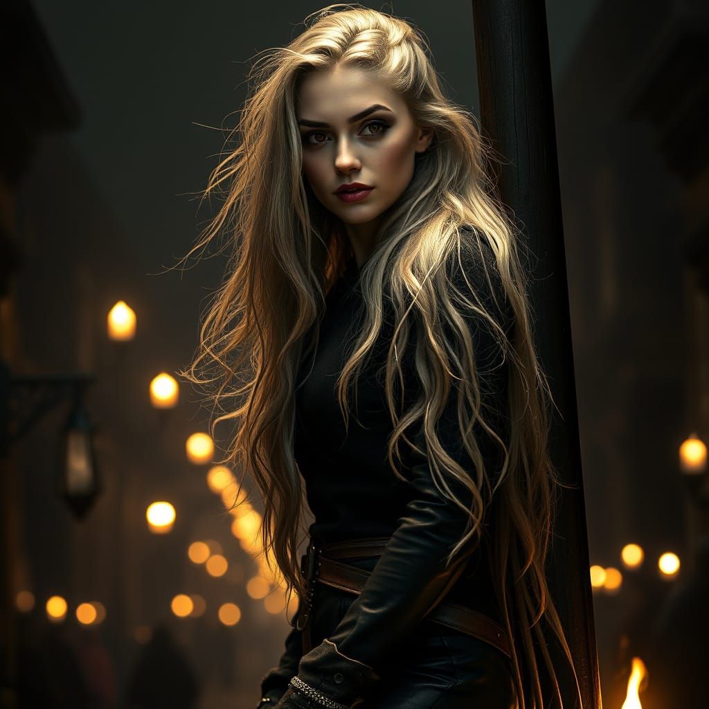Viking Goddess in Gritty Medieval City
