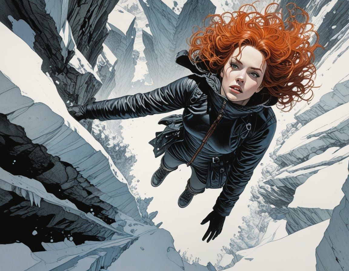 Black Widow Falling: Abstract Watercolor with High Contrast