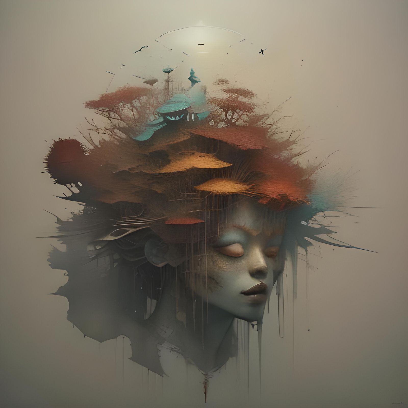 Surreal Techno Princess Portrait in Mixed Media Style