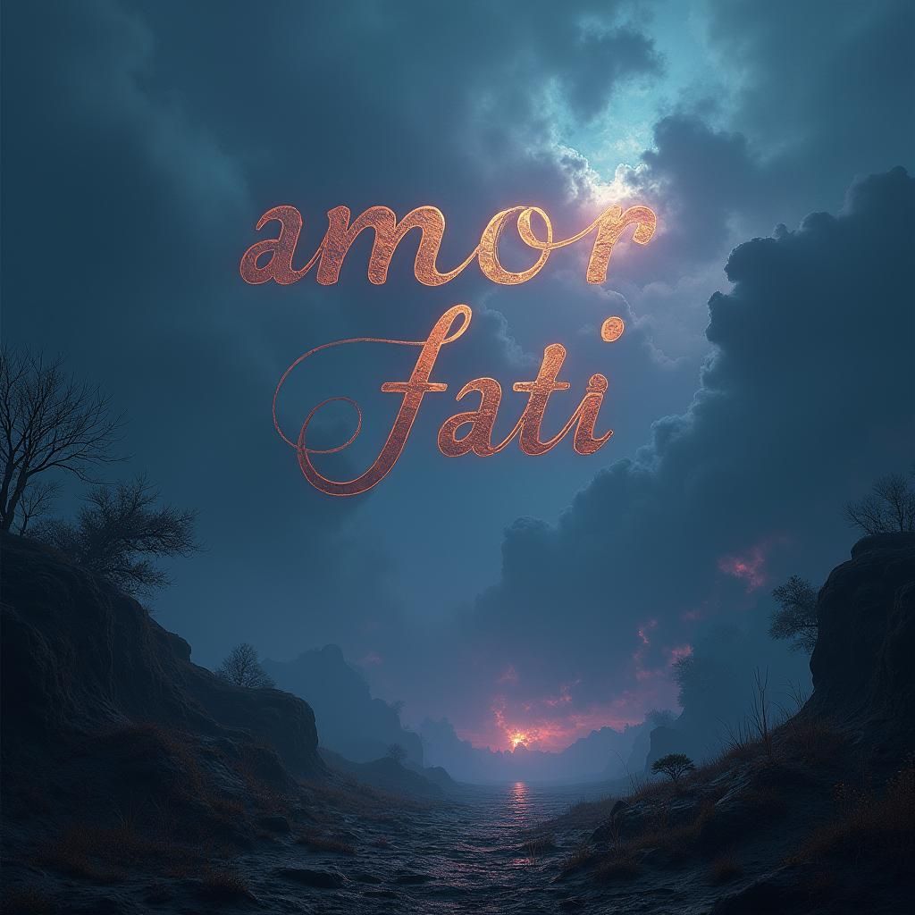 Ethereal Landscape with Mystical Script in Matte Painting