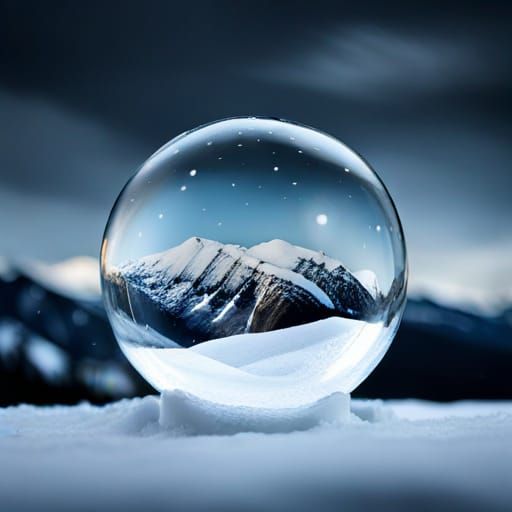 Glass Snow Globe with Snowy Mountains