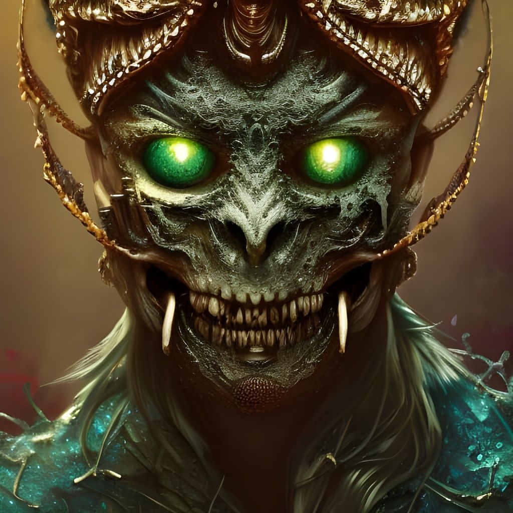 Skeleton Lizard Warrior in Jeweled Armor: Hyperdetailed Port...