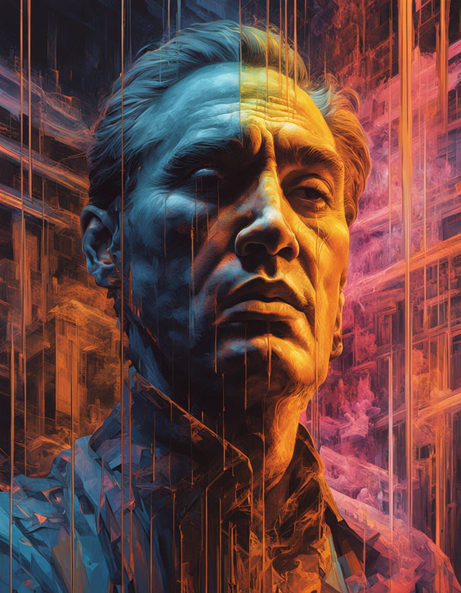 Gritty Elvis Portrait in Neon-Infused Digital Art