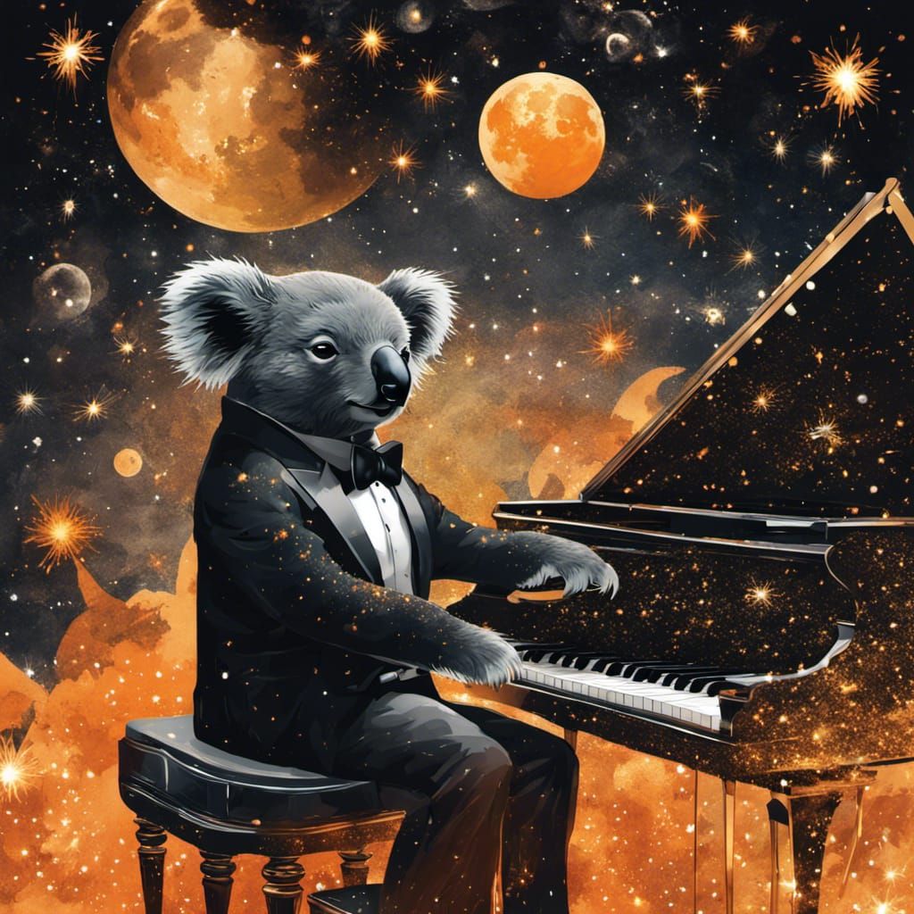 Koala playing the piano