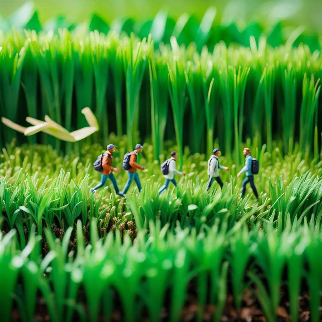Macro Jungle: Miniature People in Grass