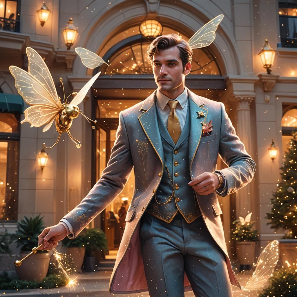 Elegant Bellhop Fairy in Luxurious Hotel Setting