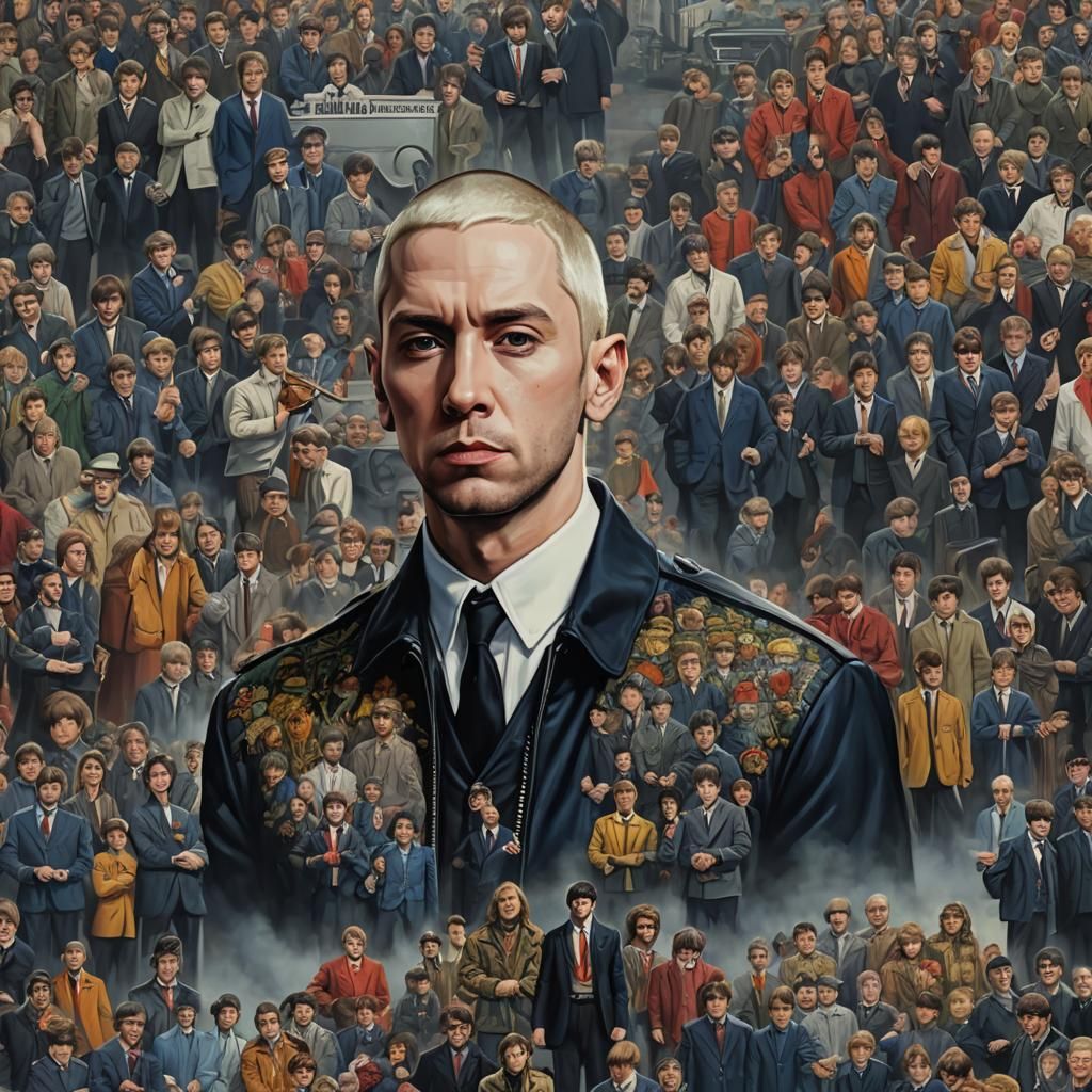 Eminem as a Beatle in Detailed Digital Painting