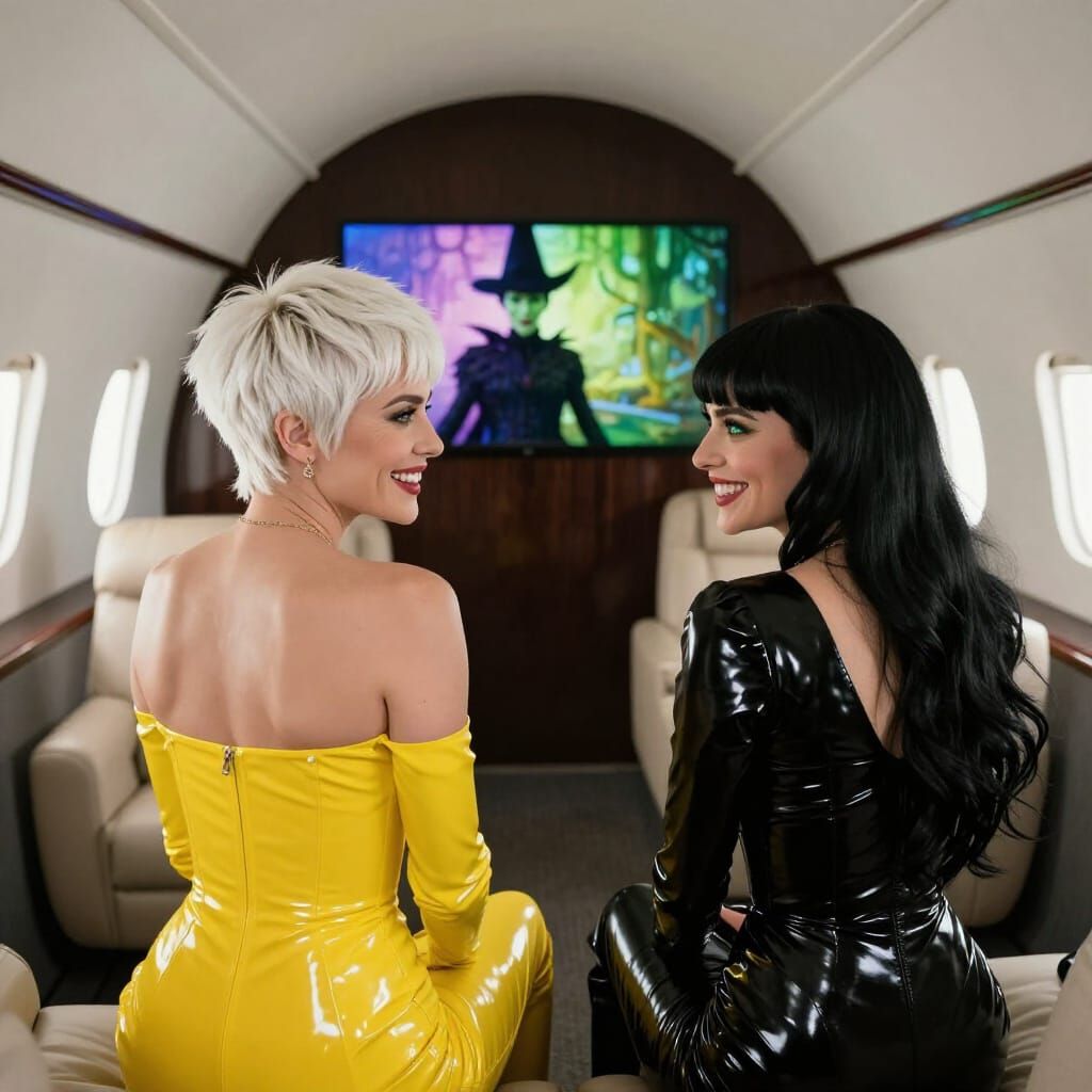 Women Enjoying a Movie on a Luxury Flying Jet