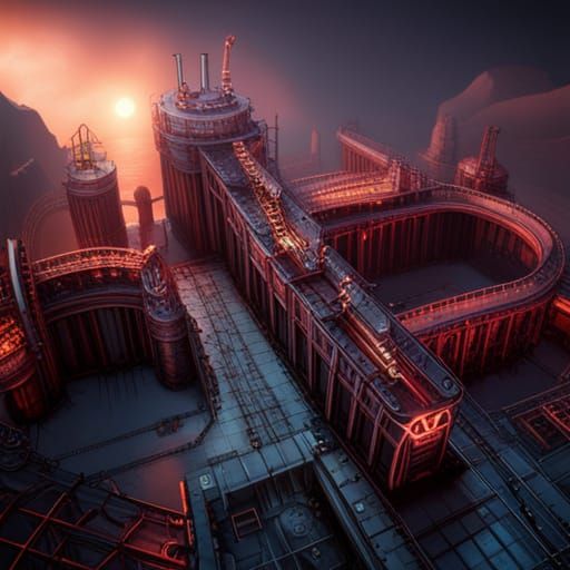 Industrial Heart Vessels: Detailed Matte Painting