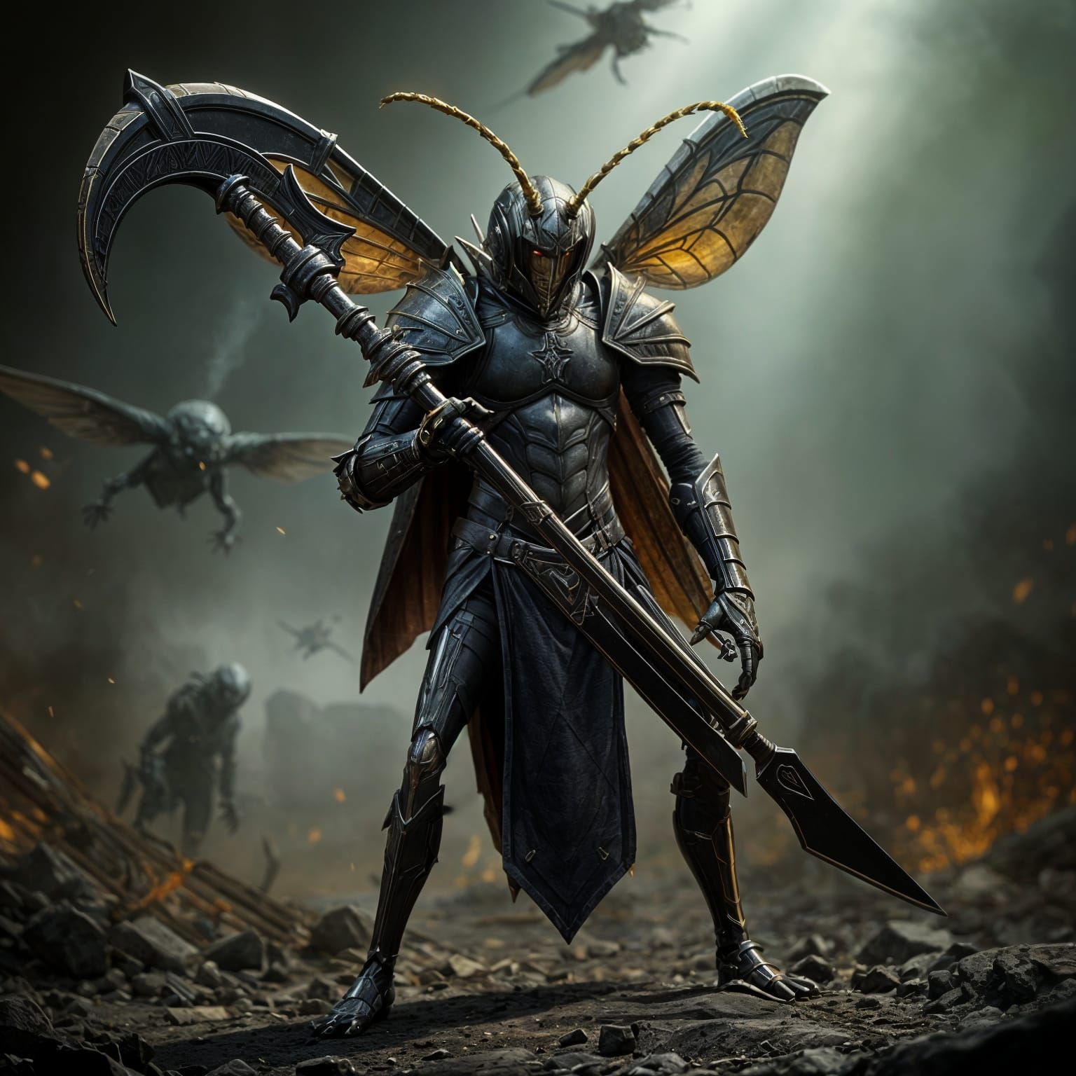 Fearsome Wasp Warrior with Gleaming Halberd