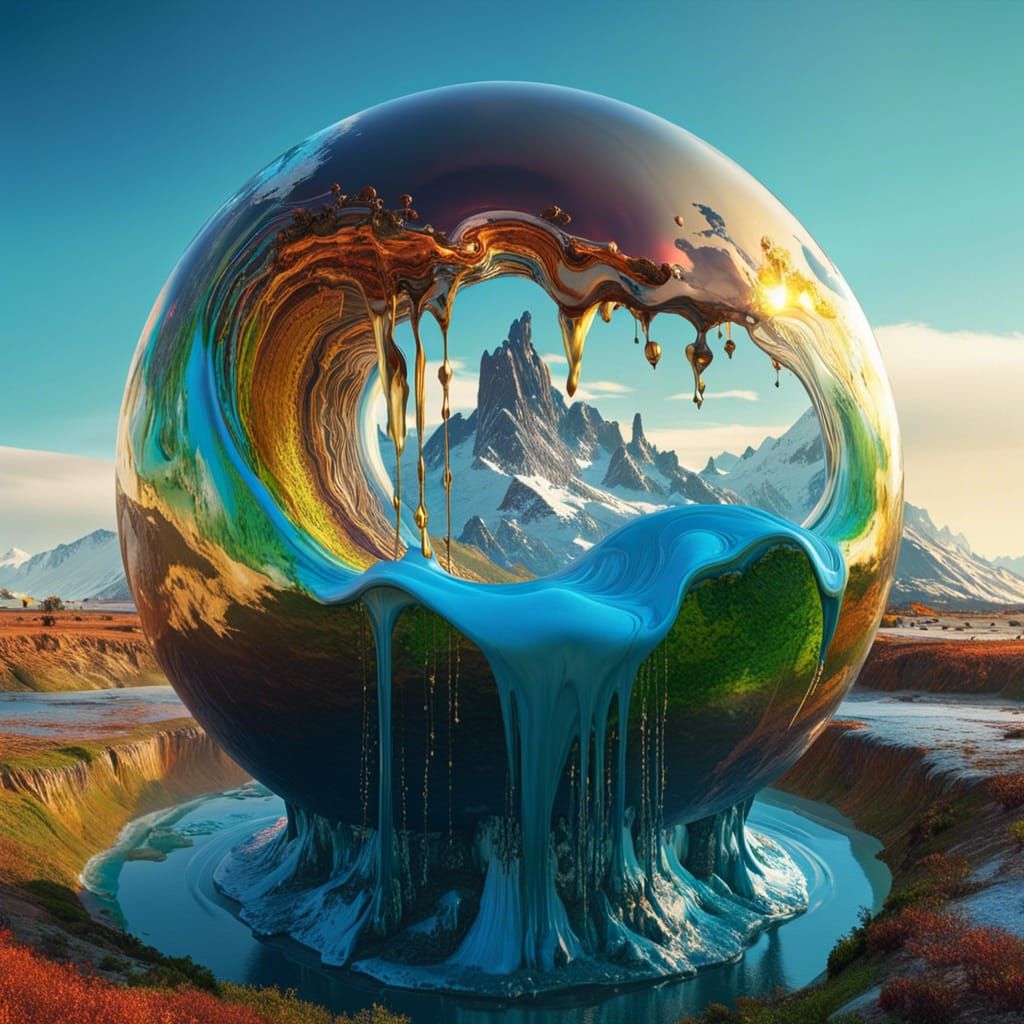 Surreal Melting Earth in a Dali-esque Style