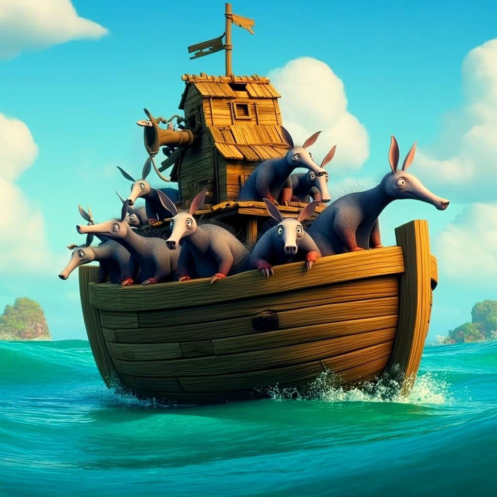 Aardvarks Overflowing Ark: 3D Cartoon Animation