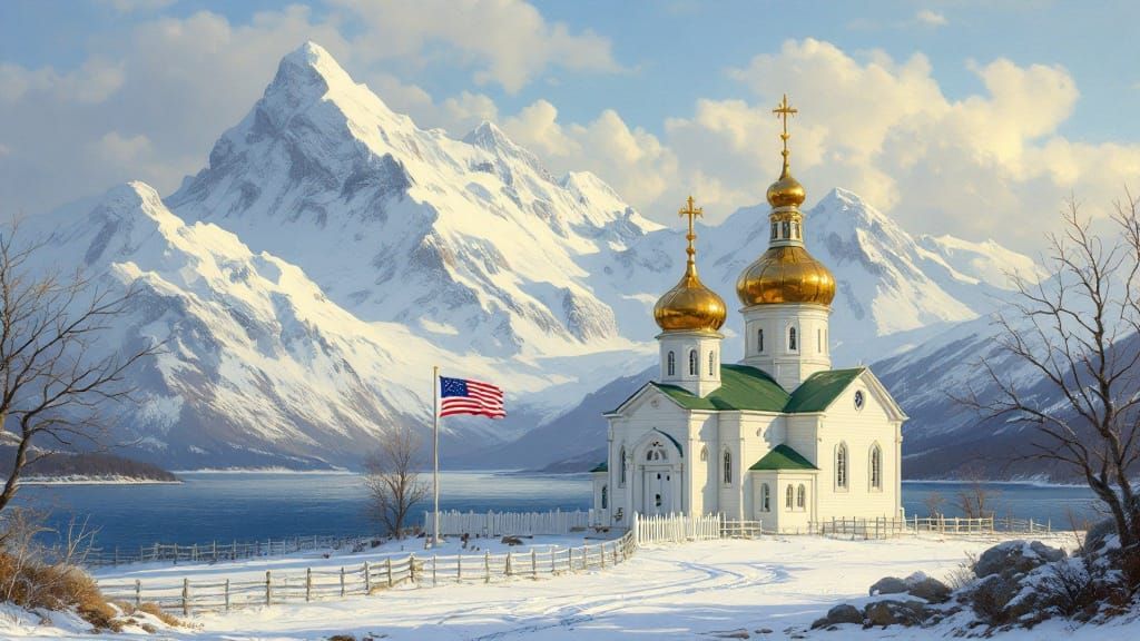 Breathtaking Russian Orthodox Church in Majestic Alaskan Lan...