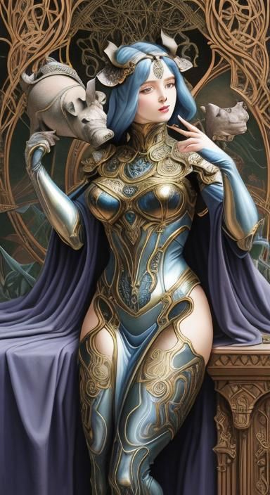 Surreal Rhino Venus Digital Art Illustration