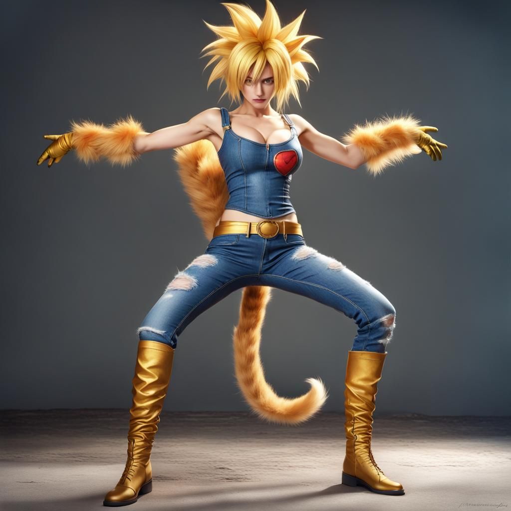 Golden Goku as Attractive Woman in Cosplay