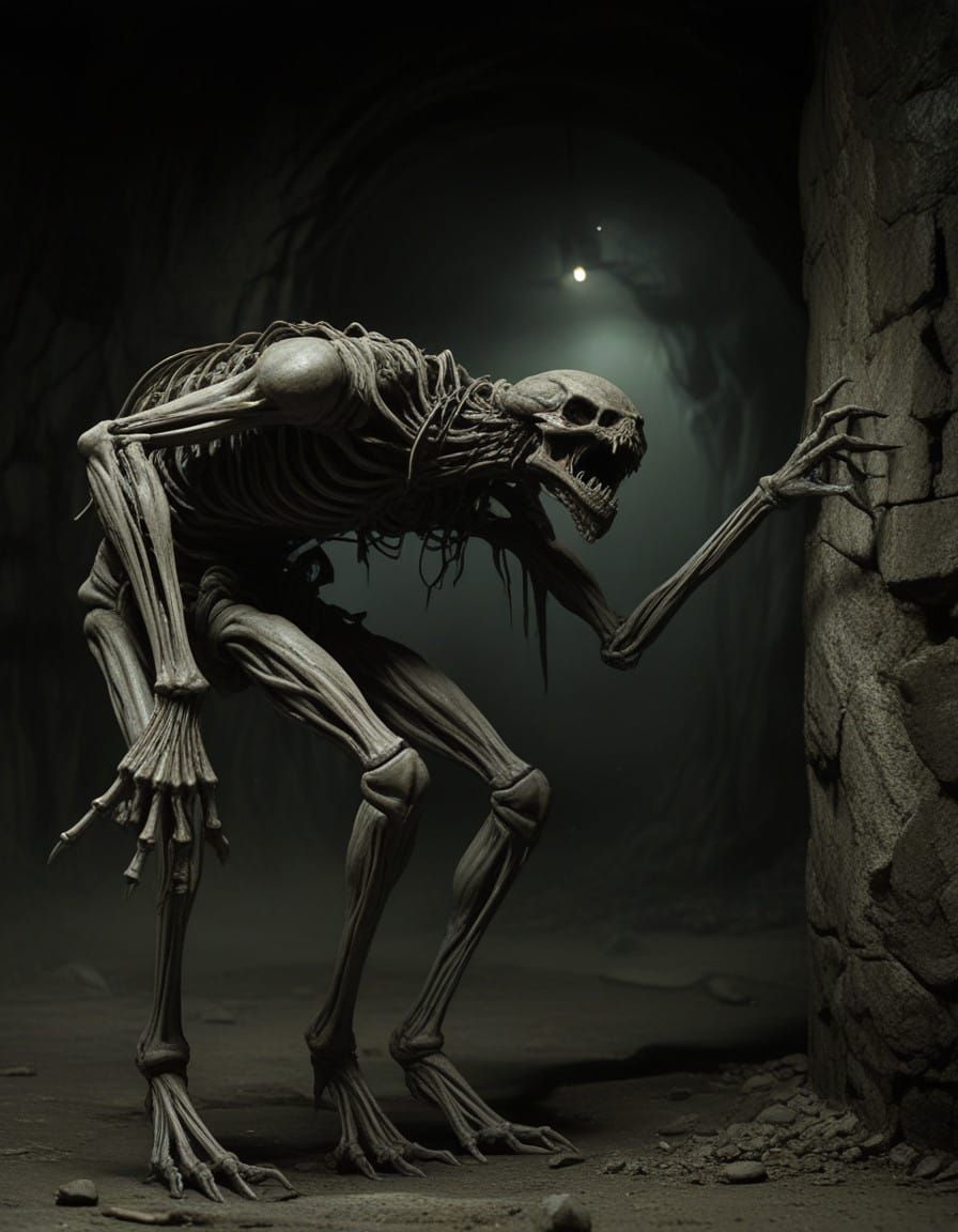 Eldritch Creature Emerges from Dark Underground Cavern in Cy...