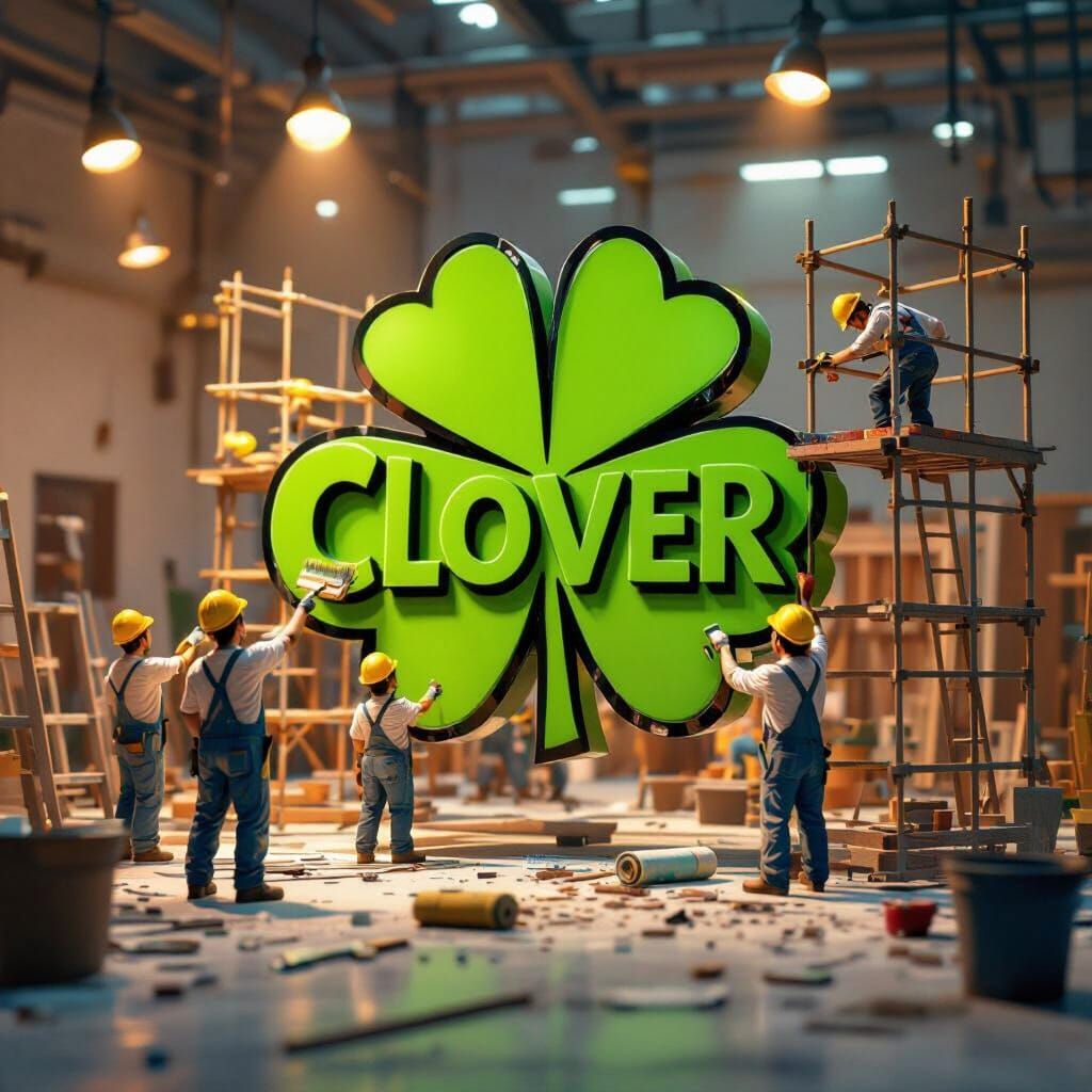 Miniature Workers Build Giant Logo in Hyperrealistic Style