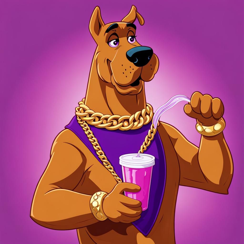 Scooby Doo in Gold Chain and Fur Coat