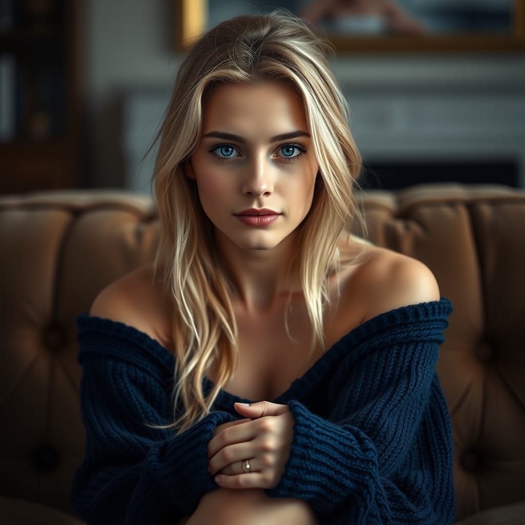 Elegant Woman in Serene Moment Captured in Hyper-Realistic D...