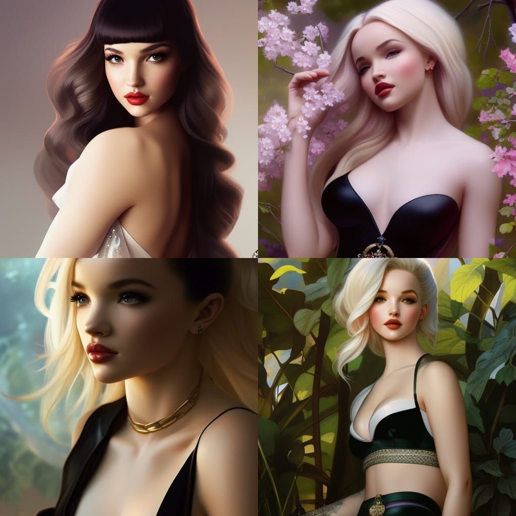 Dove Cameron Portrait in Hyperdetailed Concept Art Style