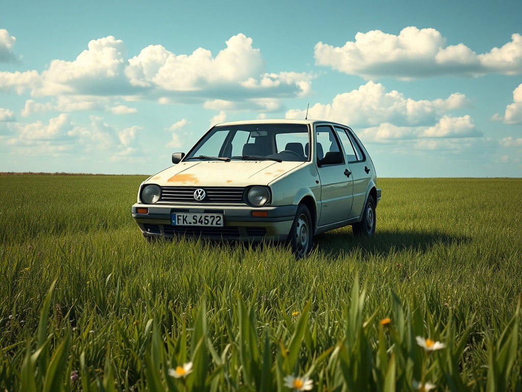 VW Polo in Field: Hyperrealistic Automotive Photography