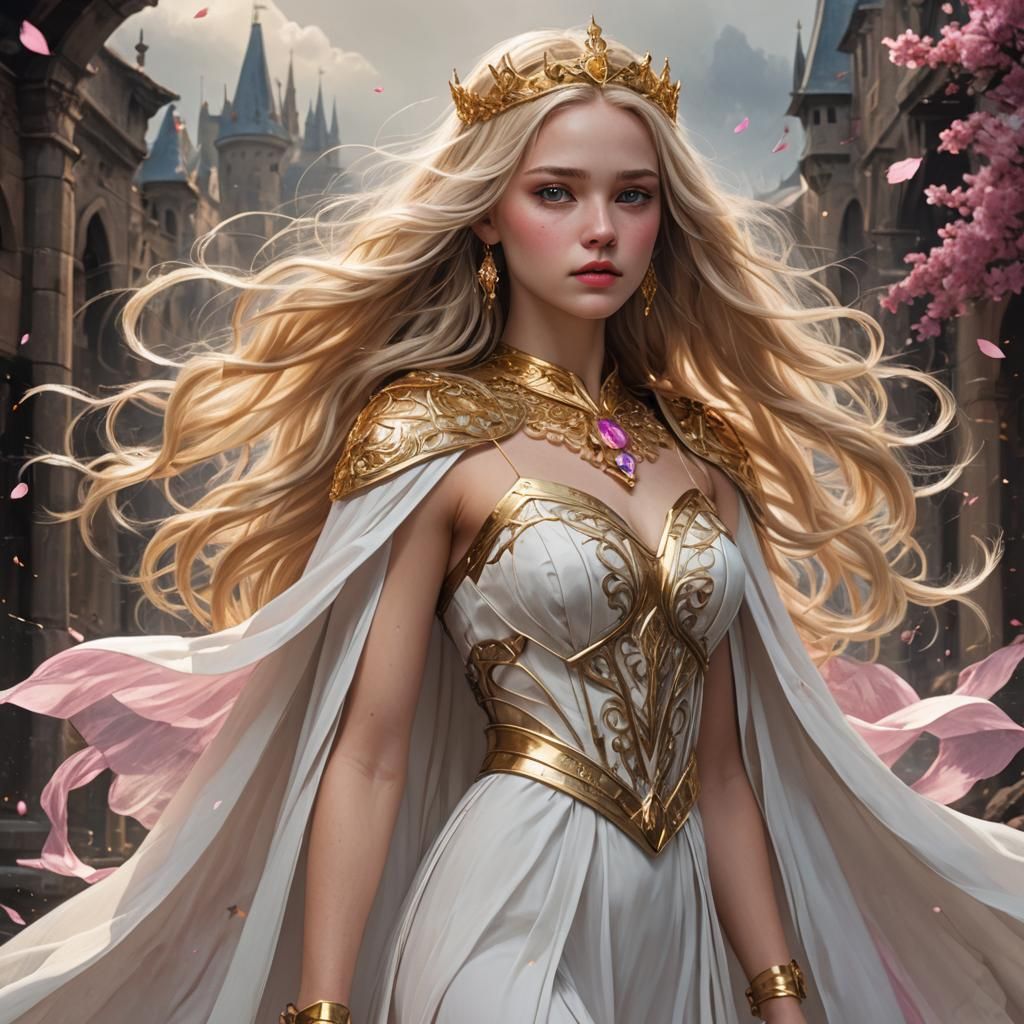 Fantasy Queen with Golden Band in Matte Painting Style