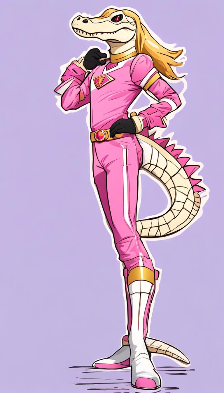 Anthro Crocodile Power Ranger with Blonde Hair
