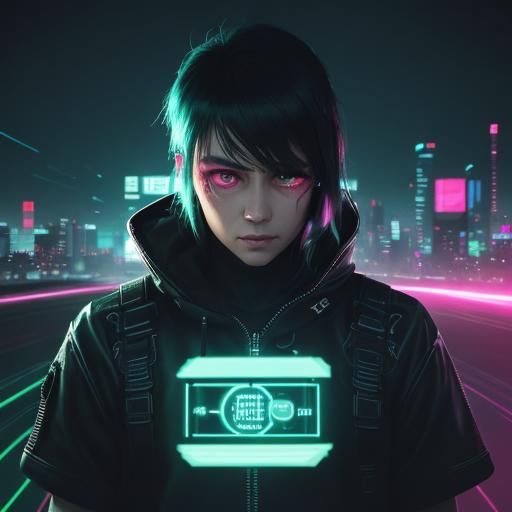 Digital Heartbreak: Surreal Neon Noire Pixel Art