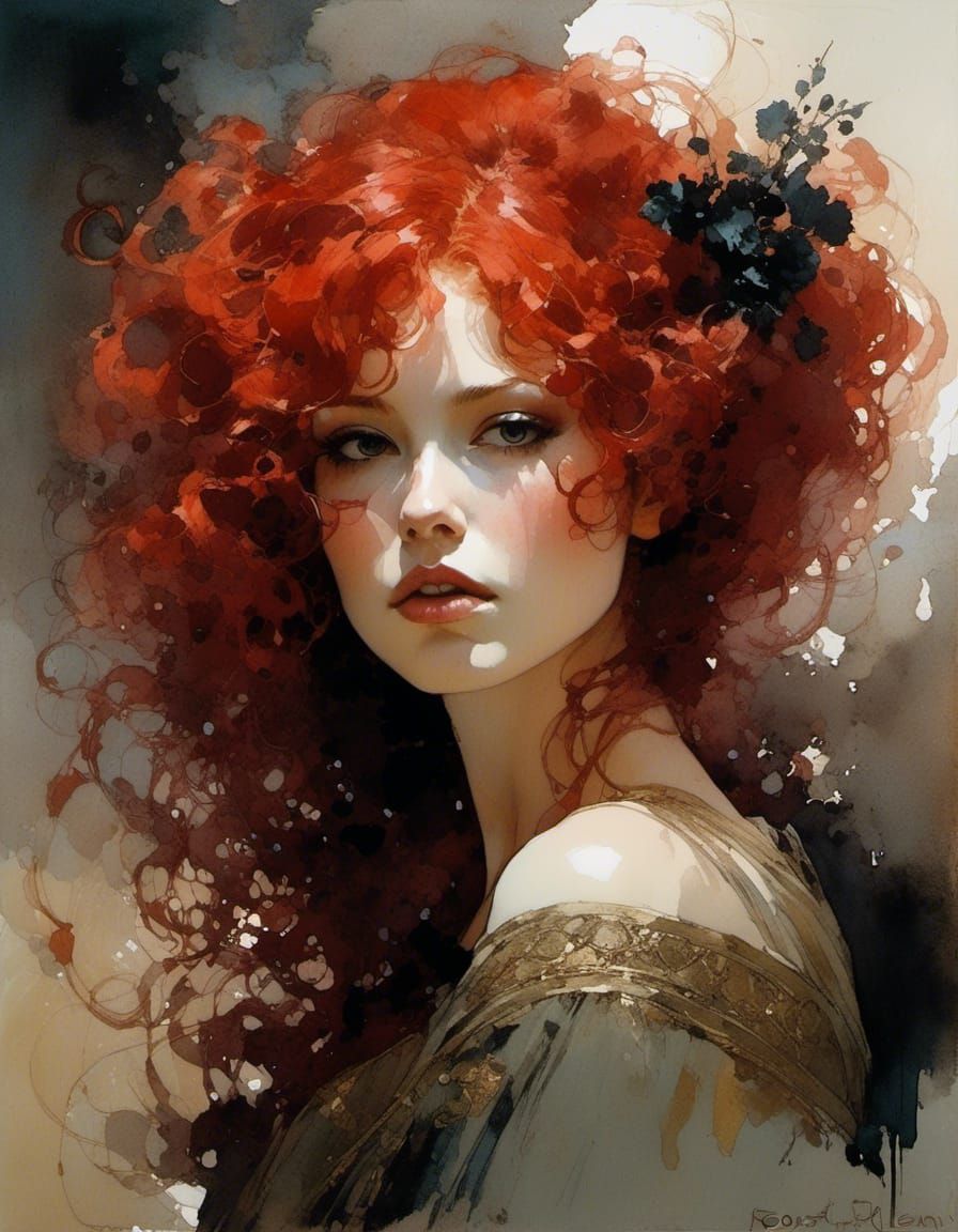 Neo-Victorian Punk Queen Portrait in Oil on Canvas