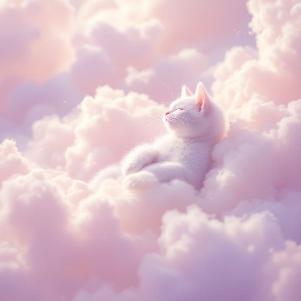 Whimsical Cat Dreams in Pastel Wonderland