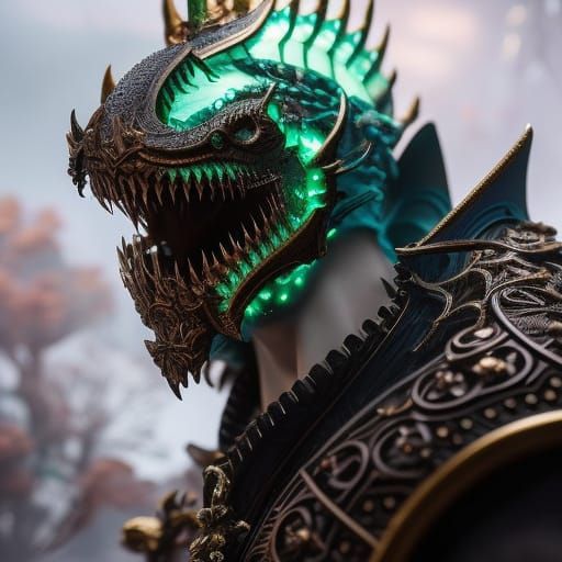 Majestic Skeleton Shark Demon Portrait in 4K