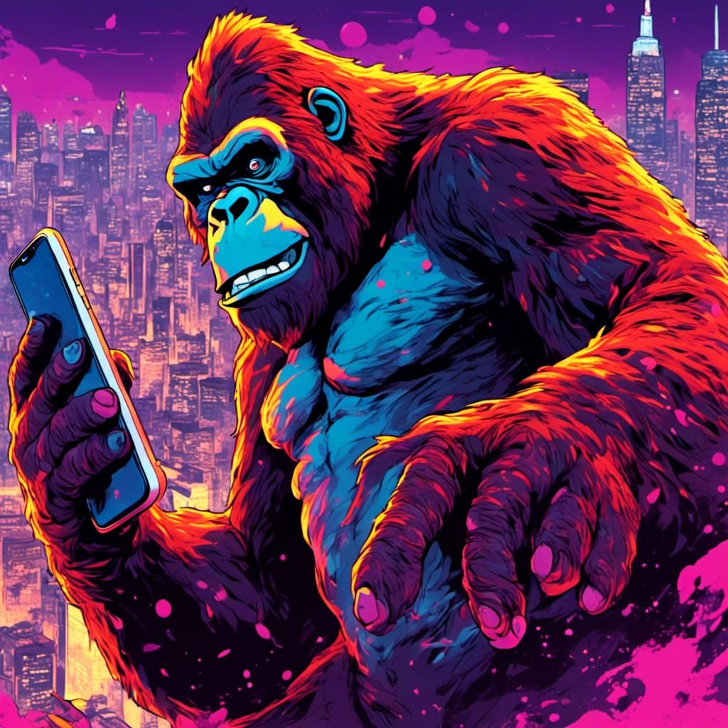 King Kong Selfie in Comic Book Style