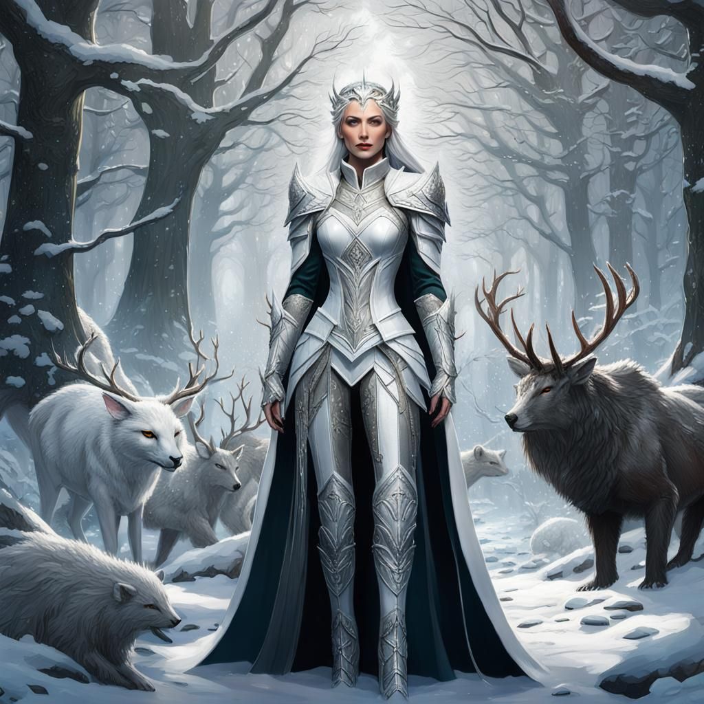 Snow Princess in Armor, Dark Fantasy Art