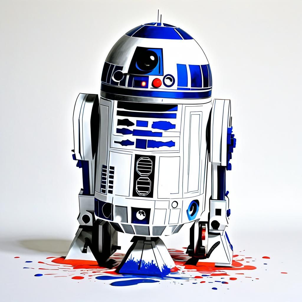 R2D2 in Pop Art Style Screen Print