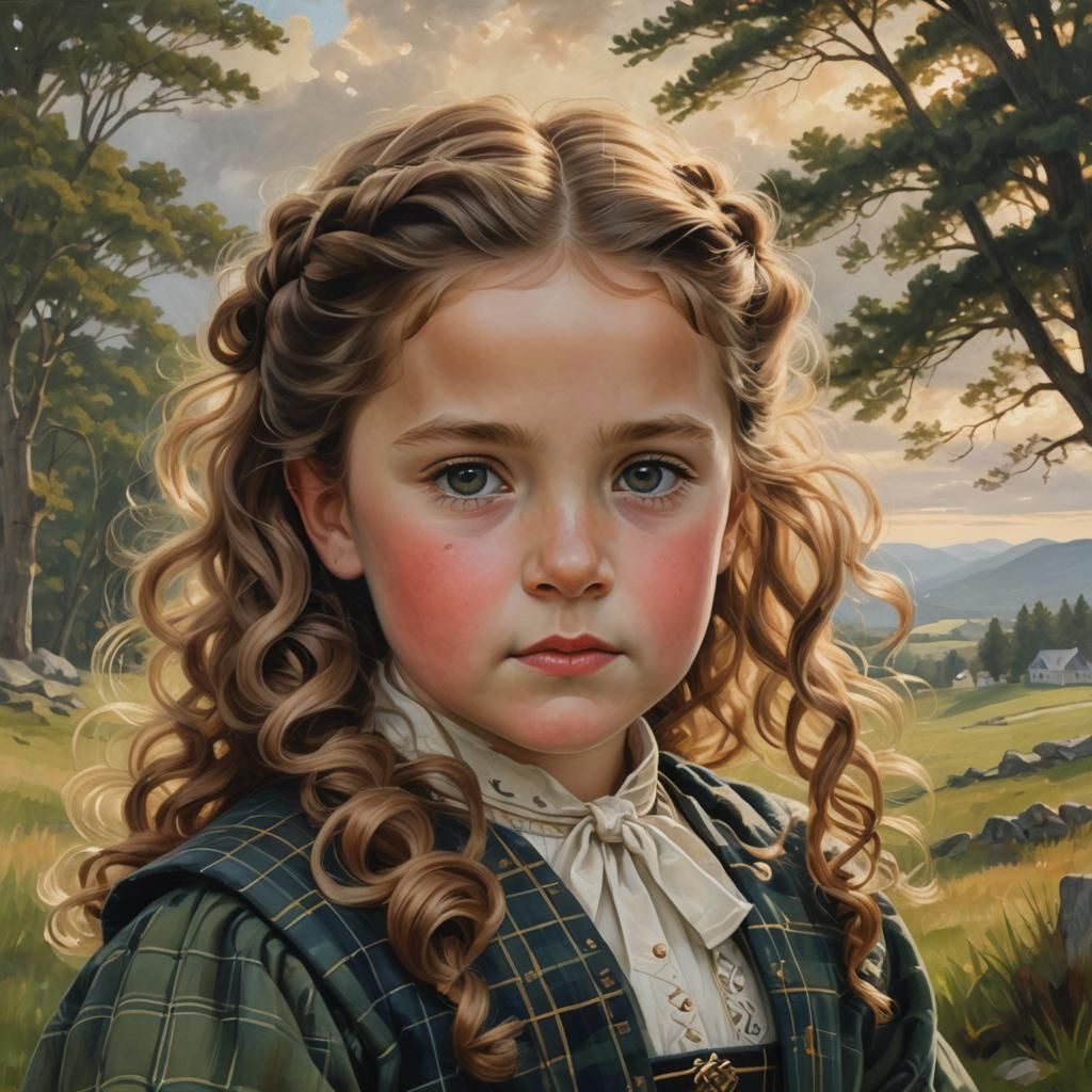 Portrait of a Girl in 1814 New Hampshire, Folk Art Style