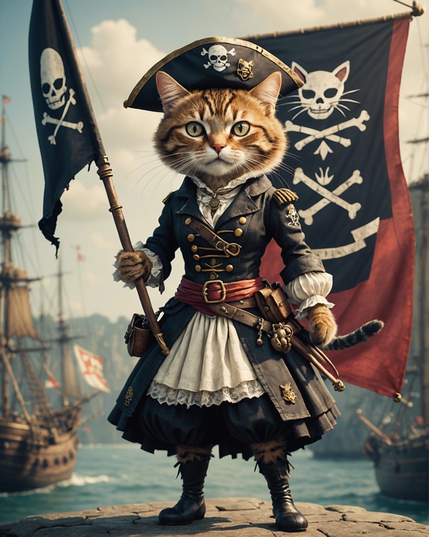 Pirate cat flag
