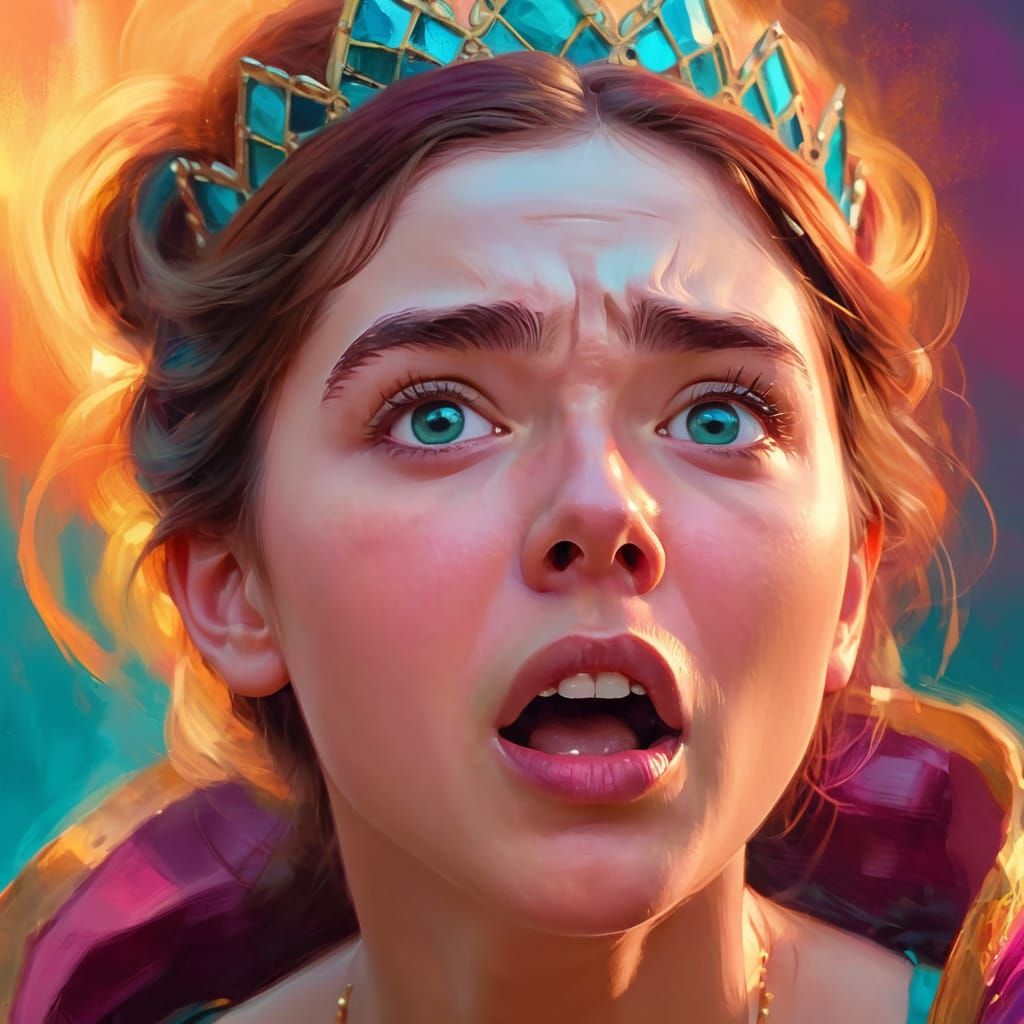 Expressive Oil Painting of a Princess in Shock