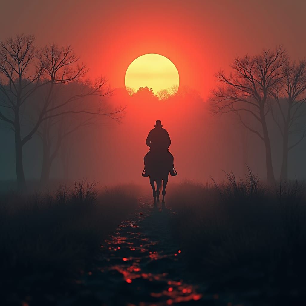 Eerie Sleepy Hollow Landscape in Futuristic Digital Art