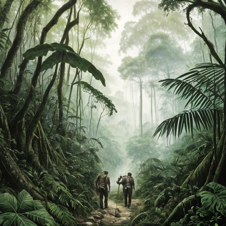 Surreal Jungle Expedition in Vladimir Kush Style