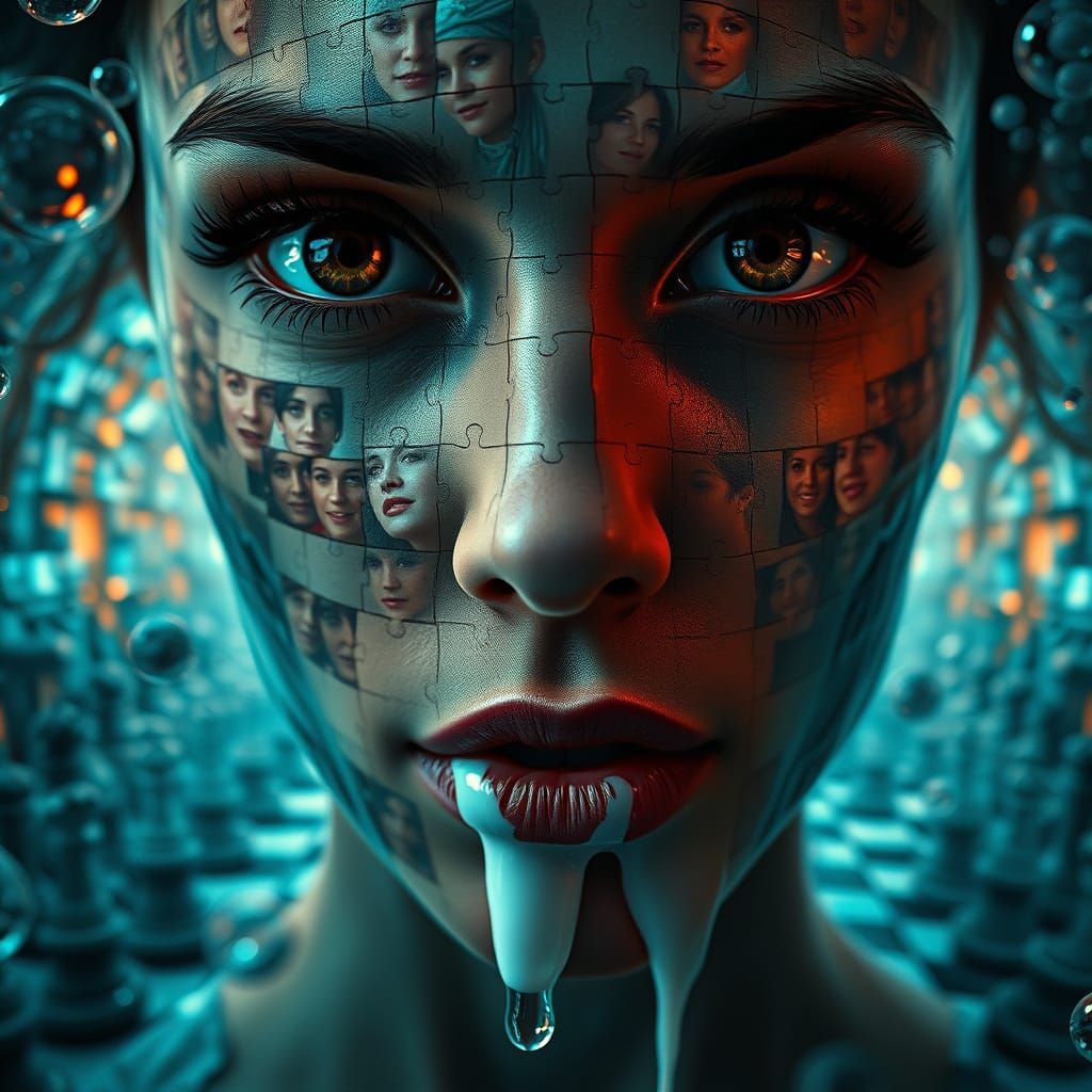 Surreal Close-Up Portrait in a Fractal Multiverse